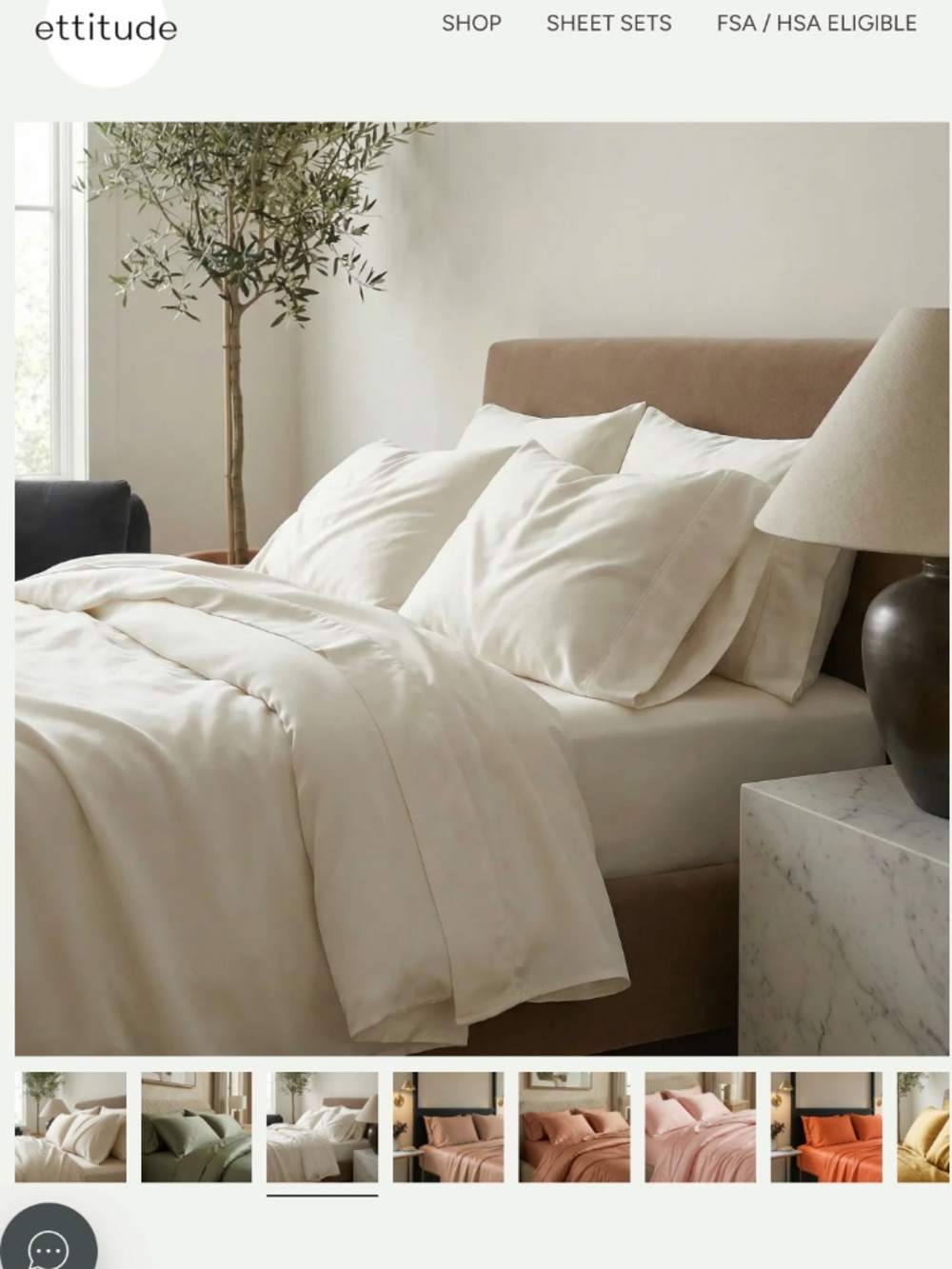 NEW, ETTITUDE Signature Bamboo Sheet set, Queen, White - Picture 8 of 10